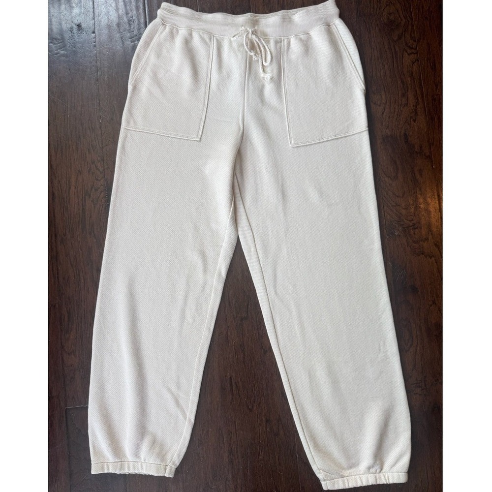 American Eagle Joggers Womens Large Cream Waffle Knit Lived-In Sweatpants NWT